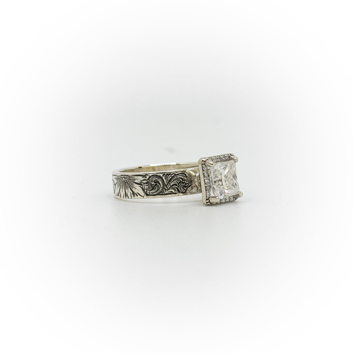 Size 8 Princess Cut Halo Engagement Ring