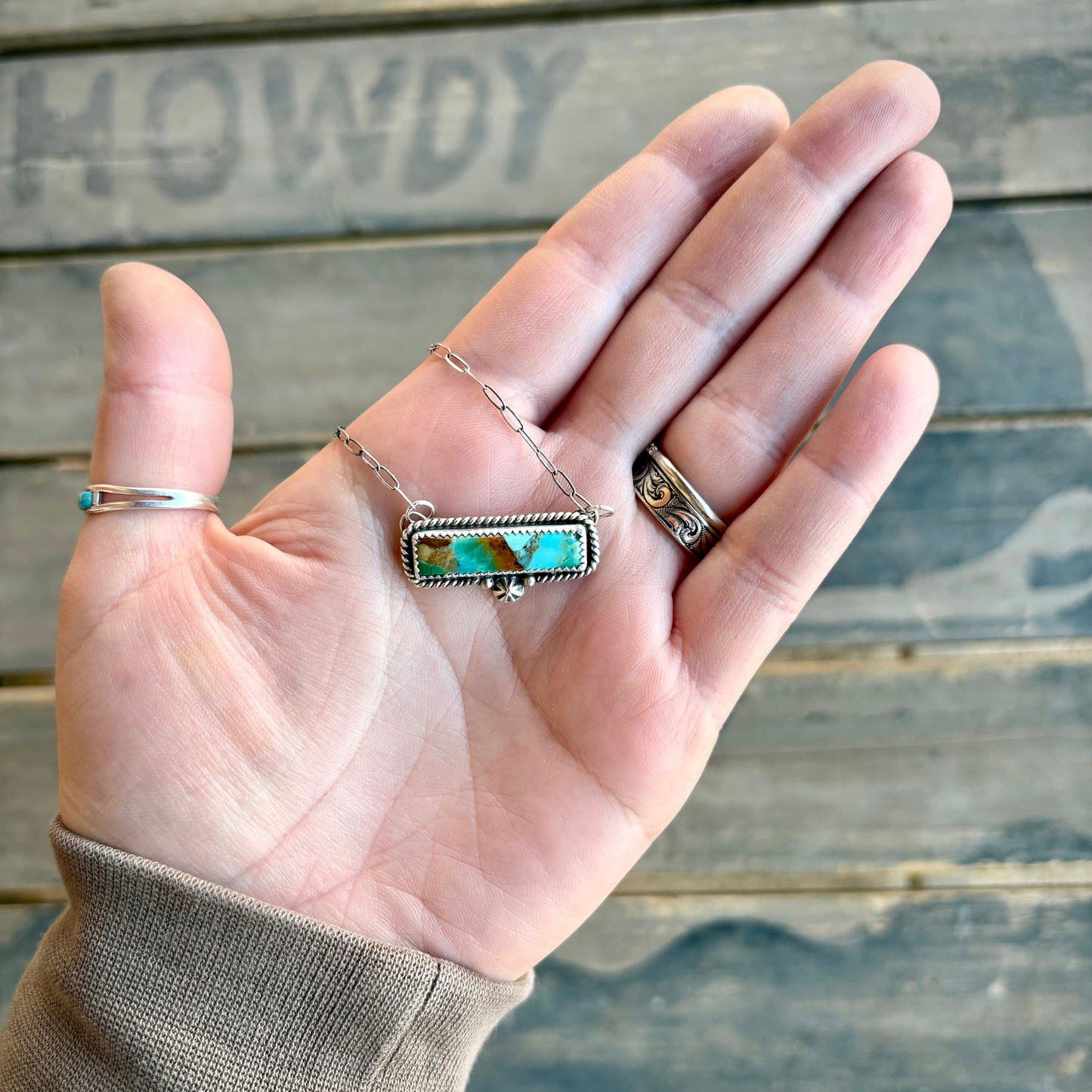 Kingman Turquoise Bar Necklace