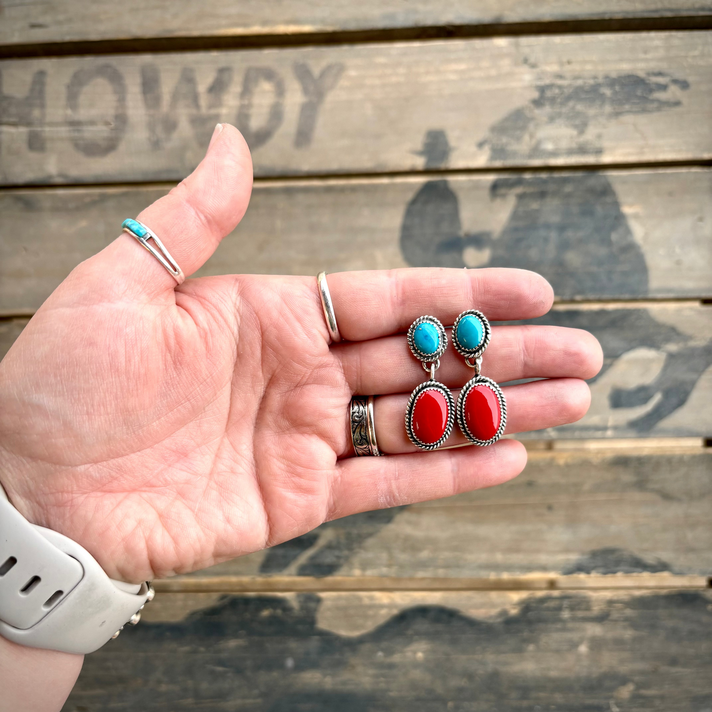 Turquoise & Rosarita Dangle Earrings