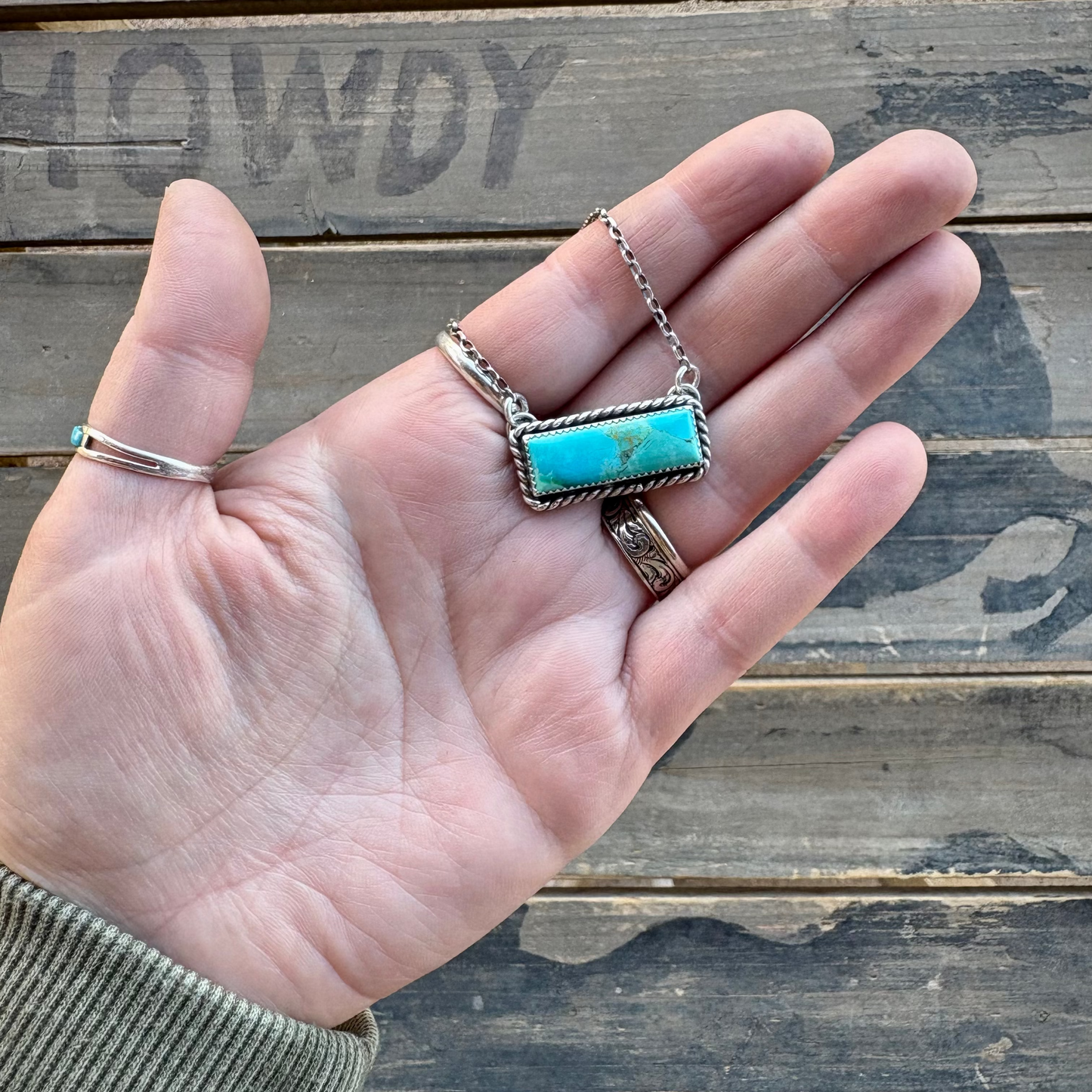 Kingman Turquoise Bar Necklace