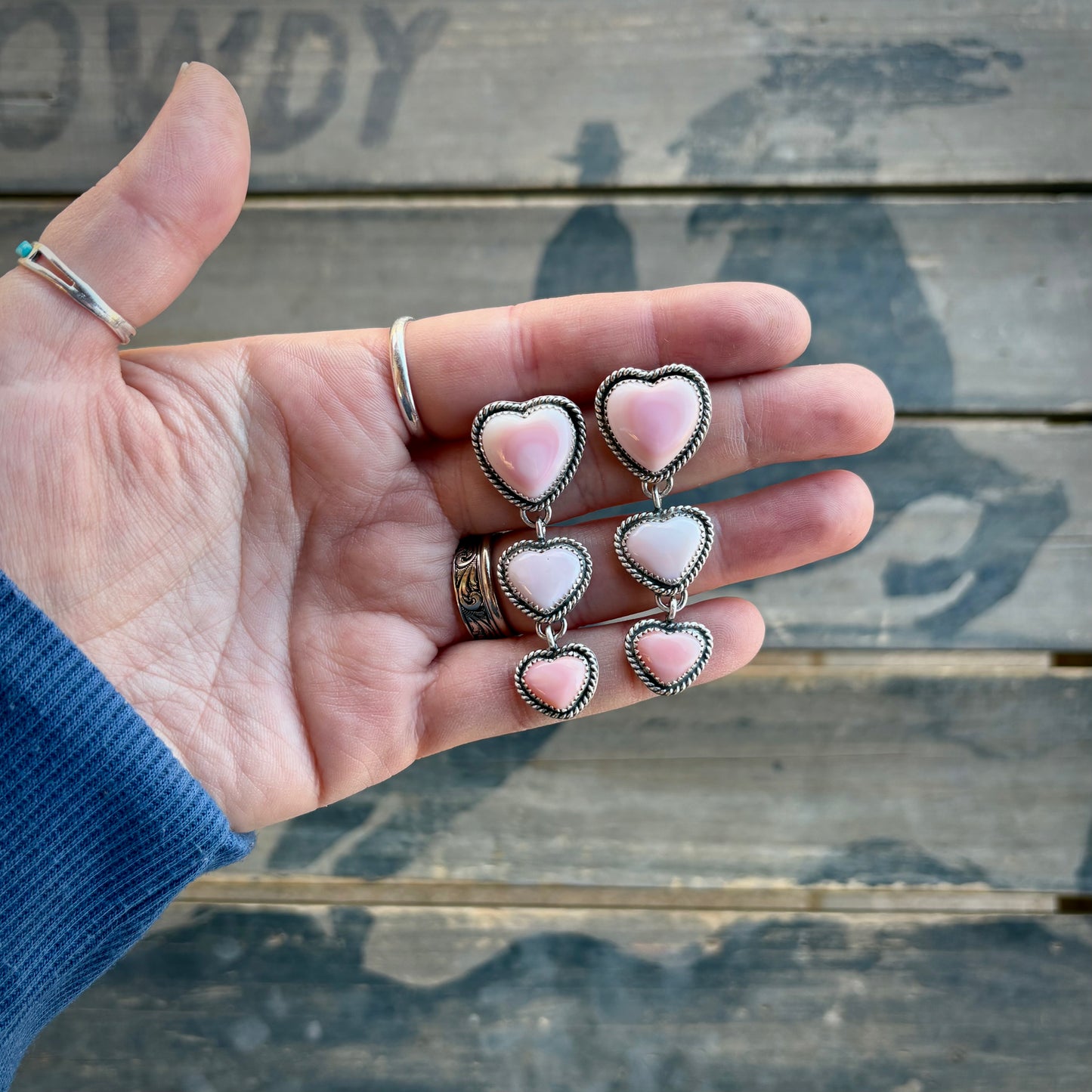 Pink Conch Heart Drop Earrings