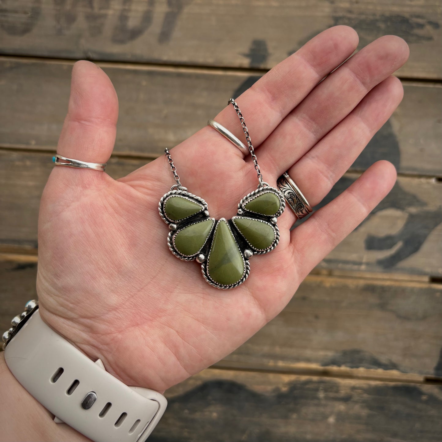Green Jasper Cluster Necklace