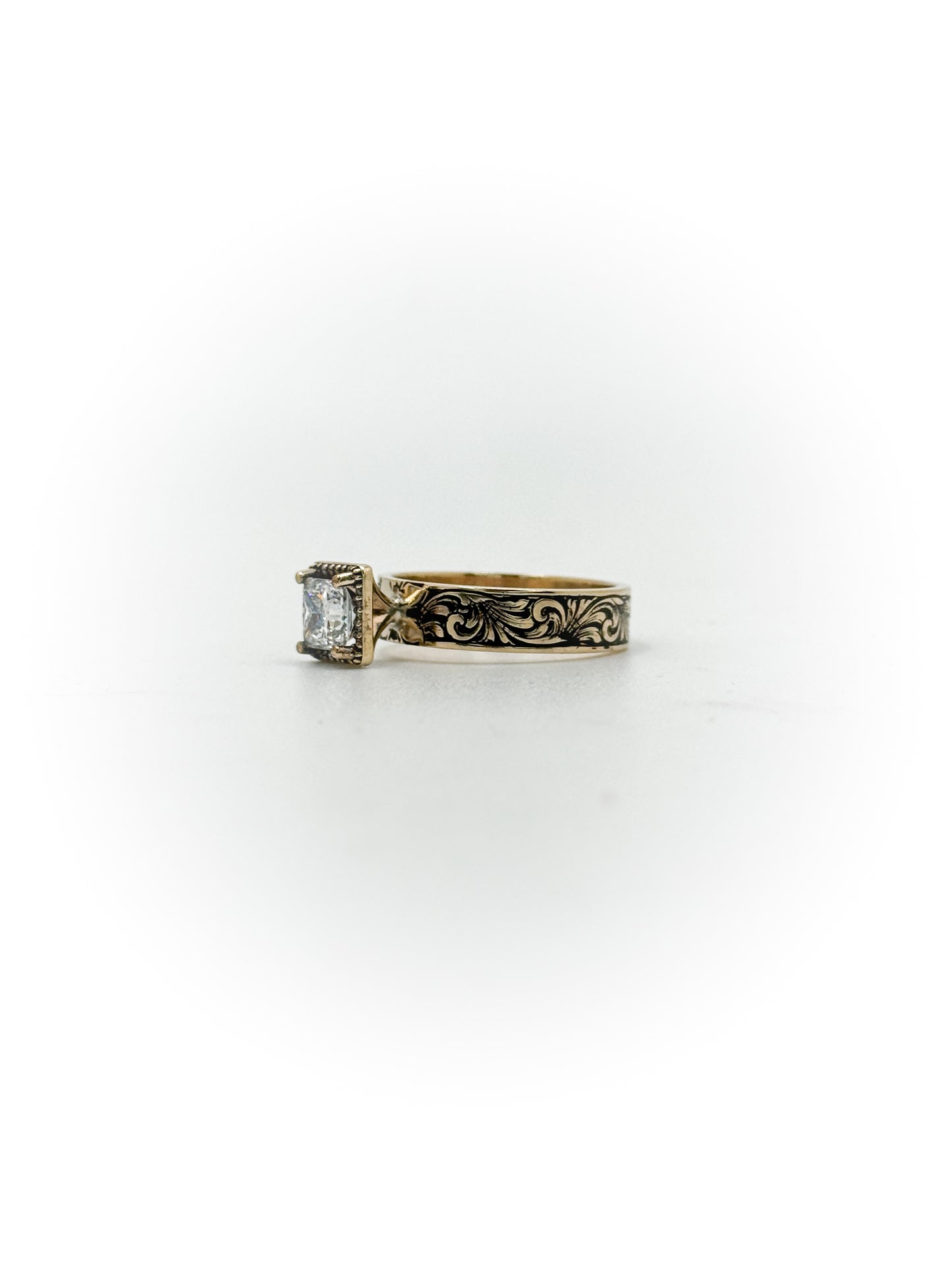 Engraved Solitaire Engagement Ring (Custom Order Spot)