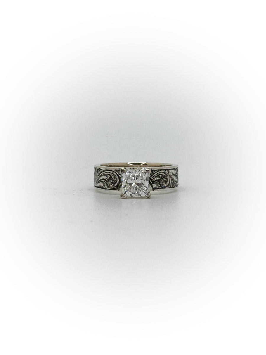 Size 5 Princess Cut Engagement Ring