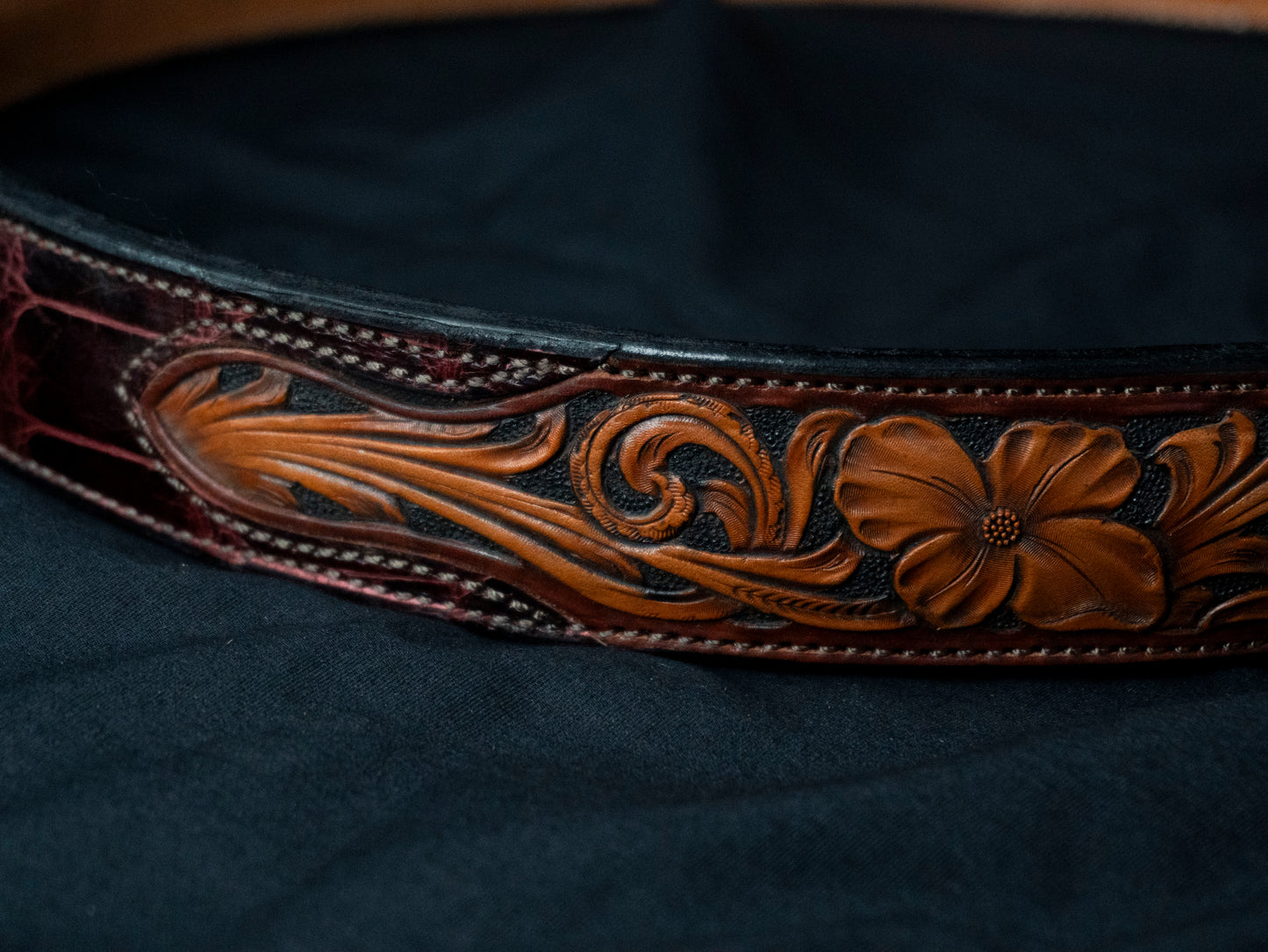 Hand Tooled Alligator Belt