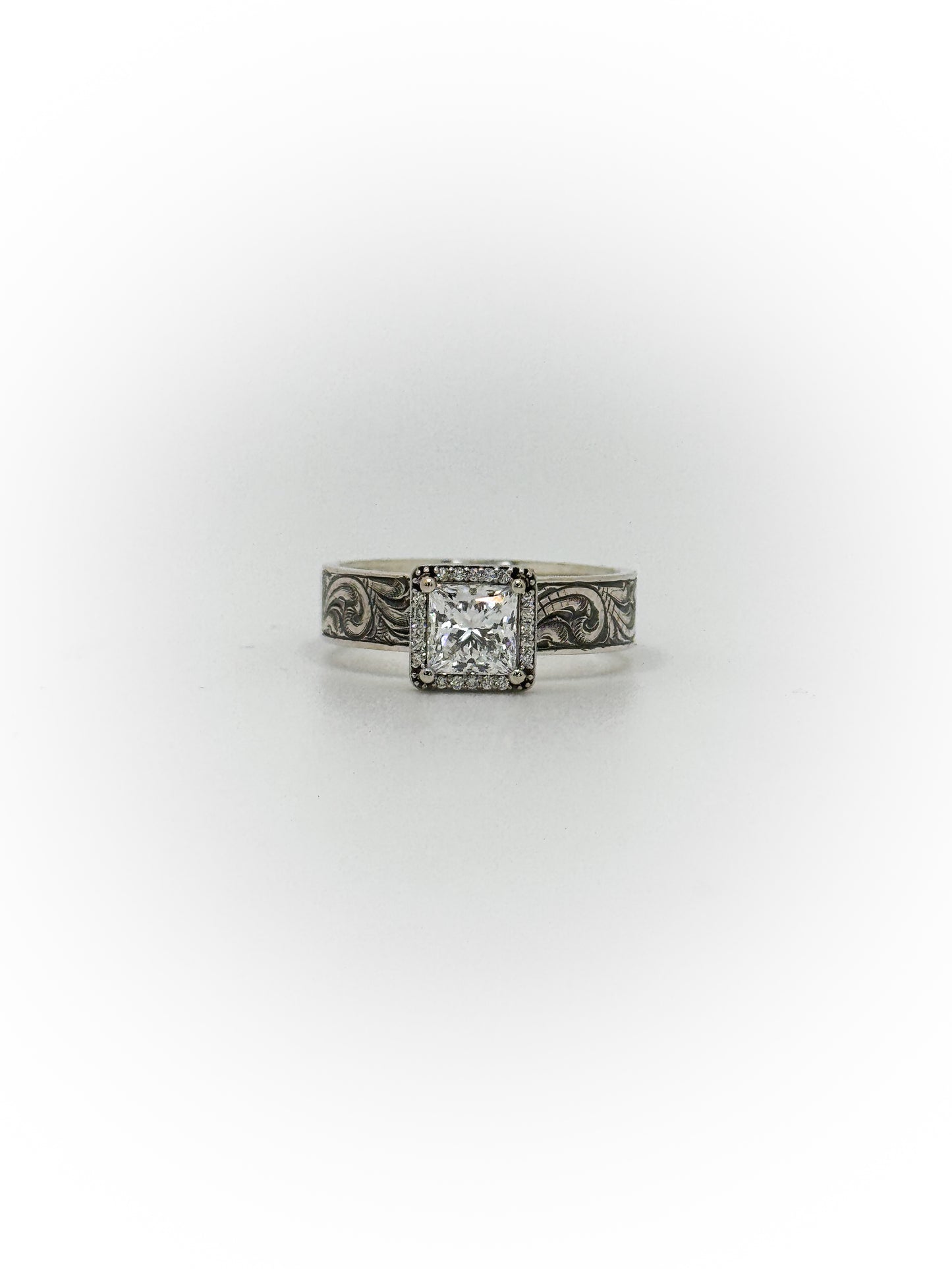 Engraved Solitaire Engagement Ring (Custom Order Spot)