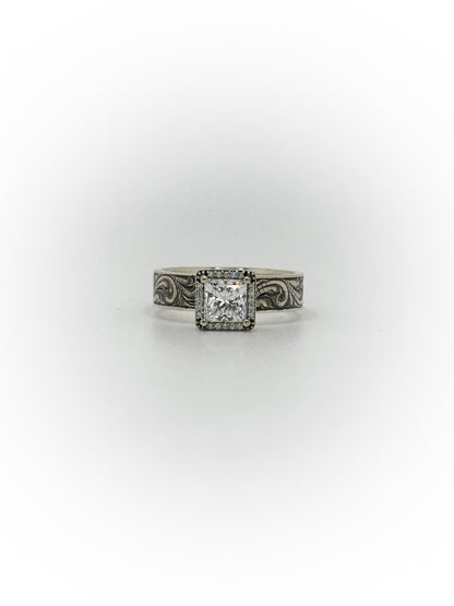 Engraved Solitaire Engagement Ring (Custom Order Spot)