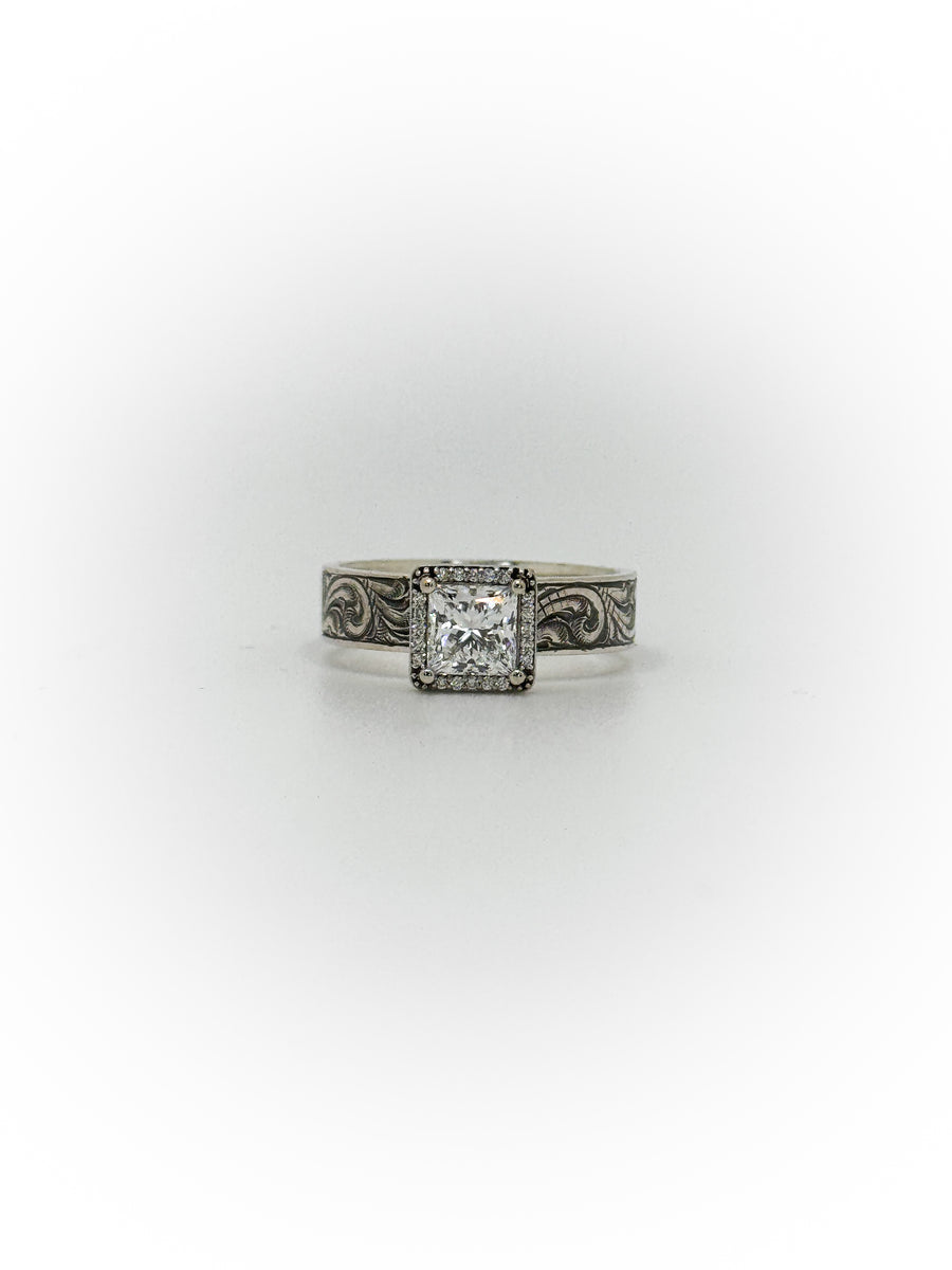 Engraved Solitaire Engagement Ring (Custom Order Spot)