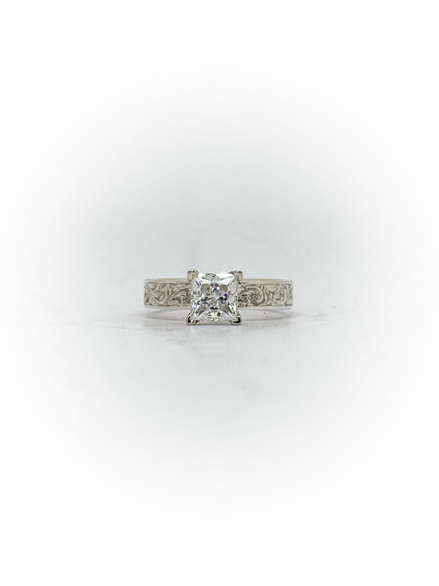 Engraved Solitaire Engagement Ring (Custom Order Spot)