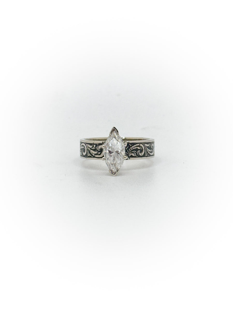 Engraved Solitaire Engagement Ring (Custom Order Spot)