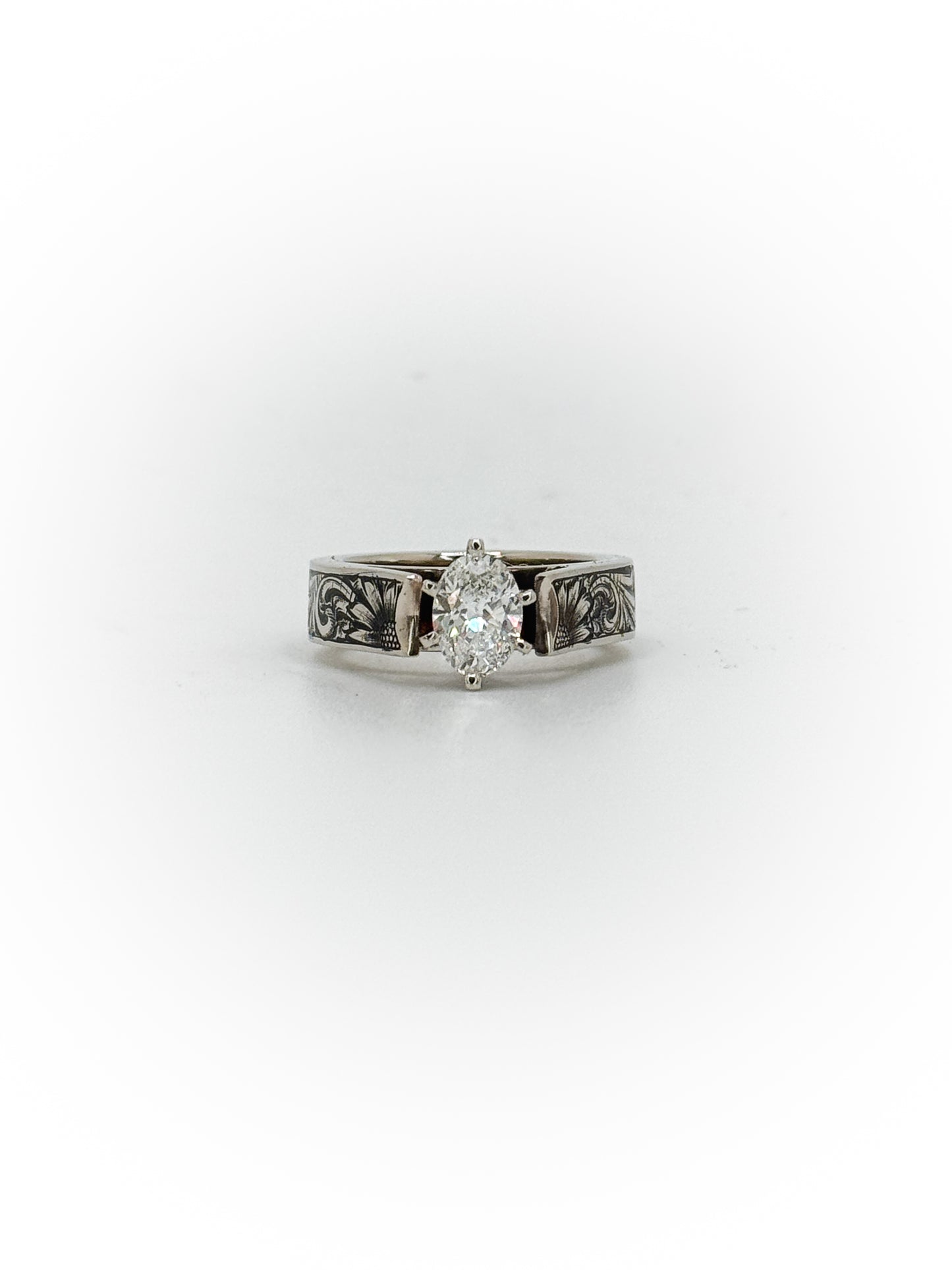 Cathedral Engraved Engagement Ring (Custom Order Spot)