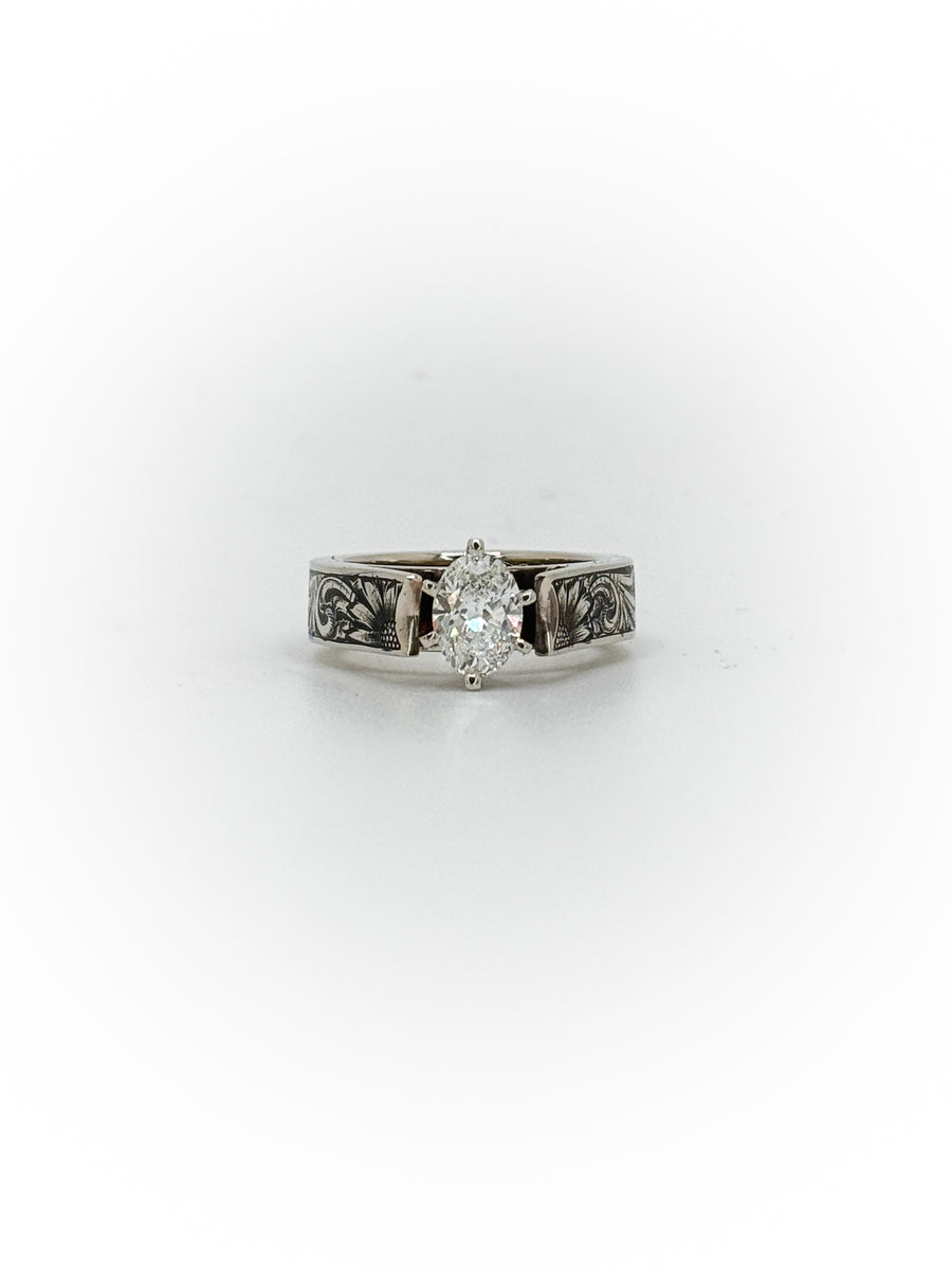 Cathedral Engraved Engagement Ring (Custom Order Spot)