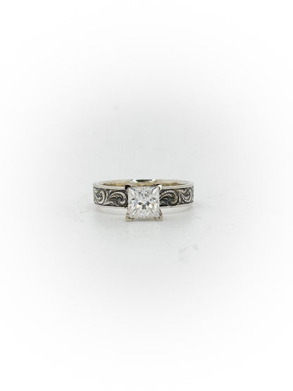Engraved Solitaire Engagement Ring (Custom Order Spot)