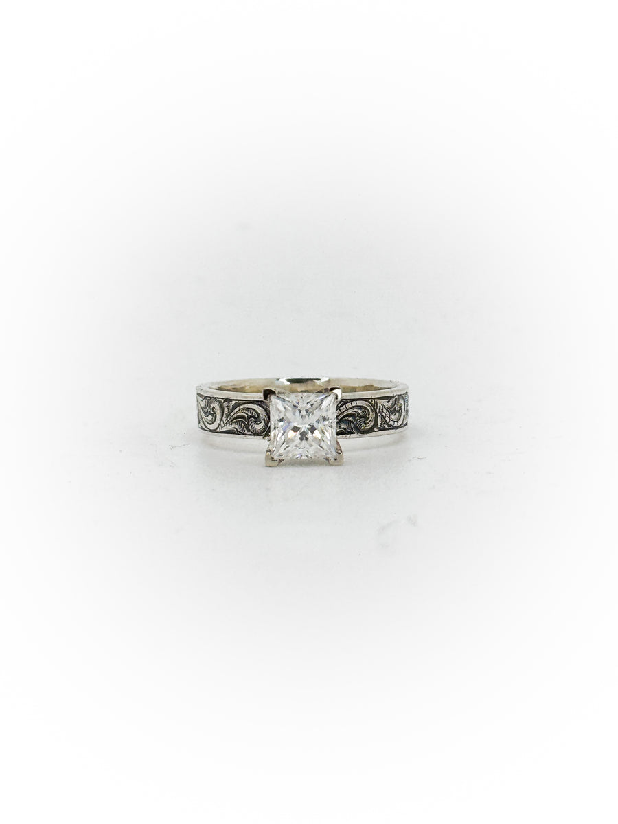 Engraved Solitaire Engagement Ring (Custom Order Spot)