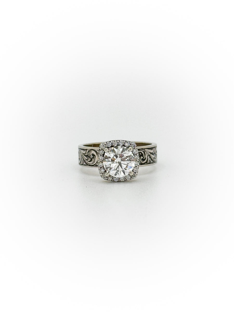 Engraved Solitaire Engagement Ring (Custom Order Spot)