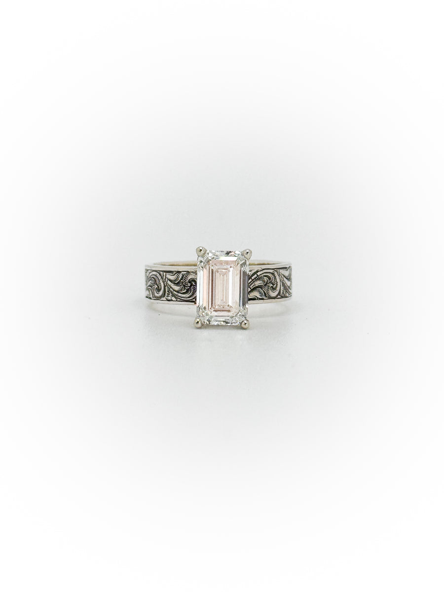 Engraved Solitaire Engagement Ring (Custom Order Spot)