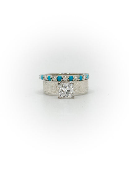 Diamond/Turquoise Wedding Band