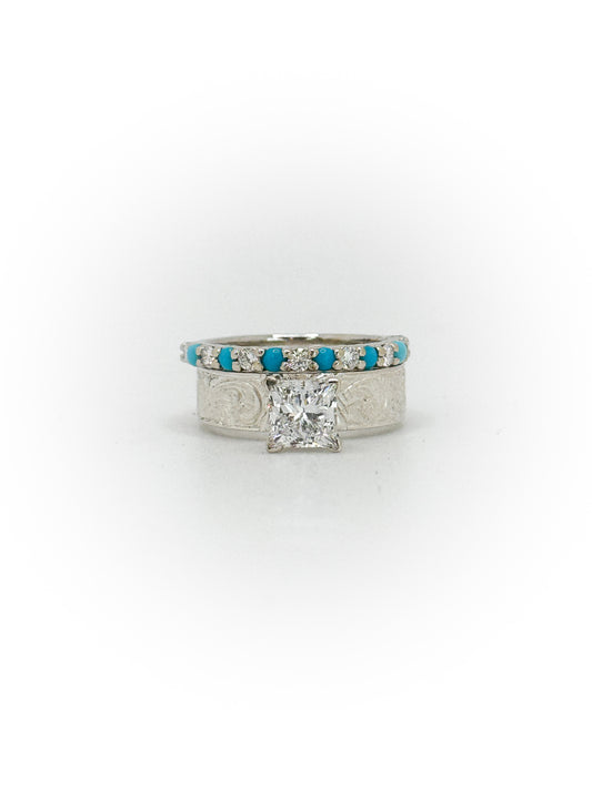 Diamond/Turquoise Wedding Band