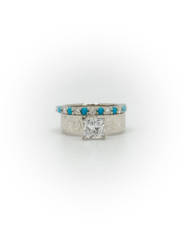 Diamond/Turquoise Wedding Band
