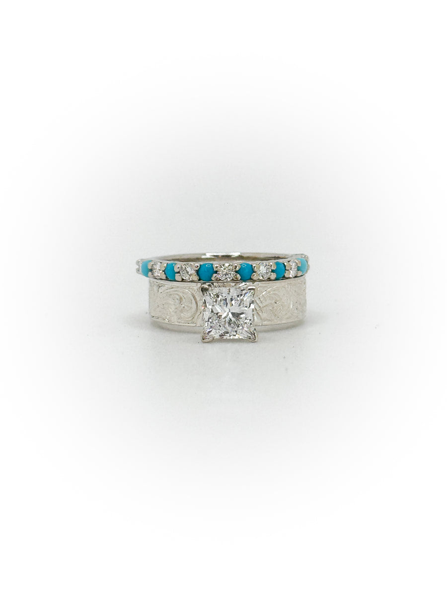 Diamond/Turquoise Wedding Band