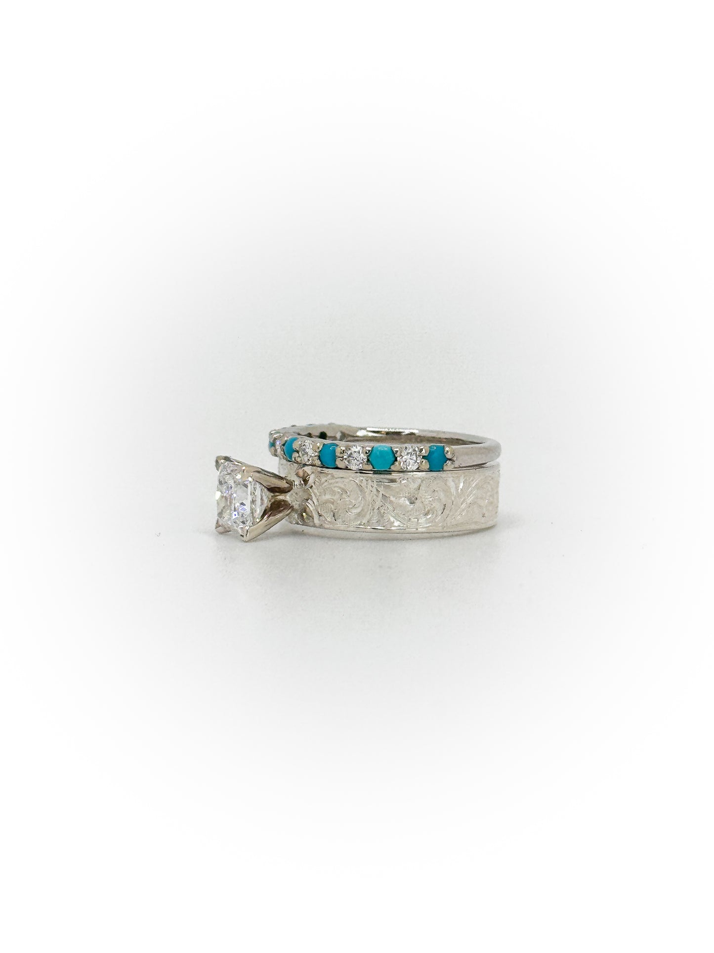 Diamond/Turquoise Wedding Band