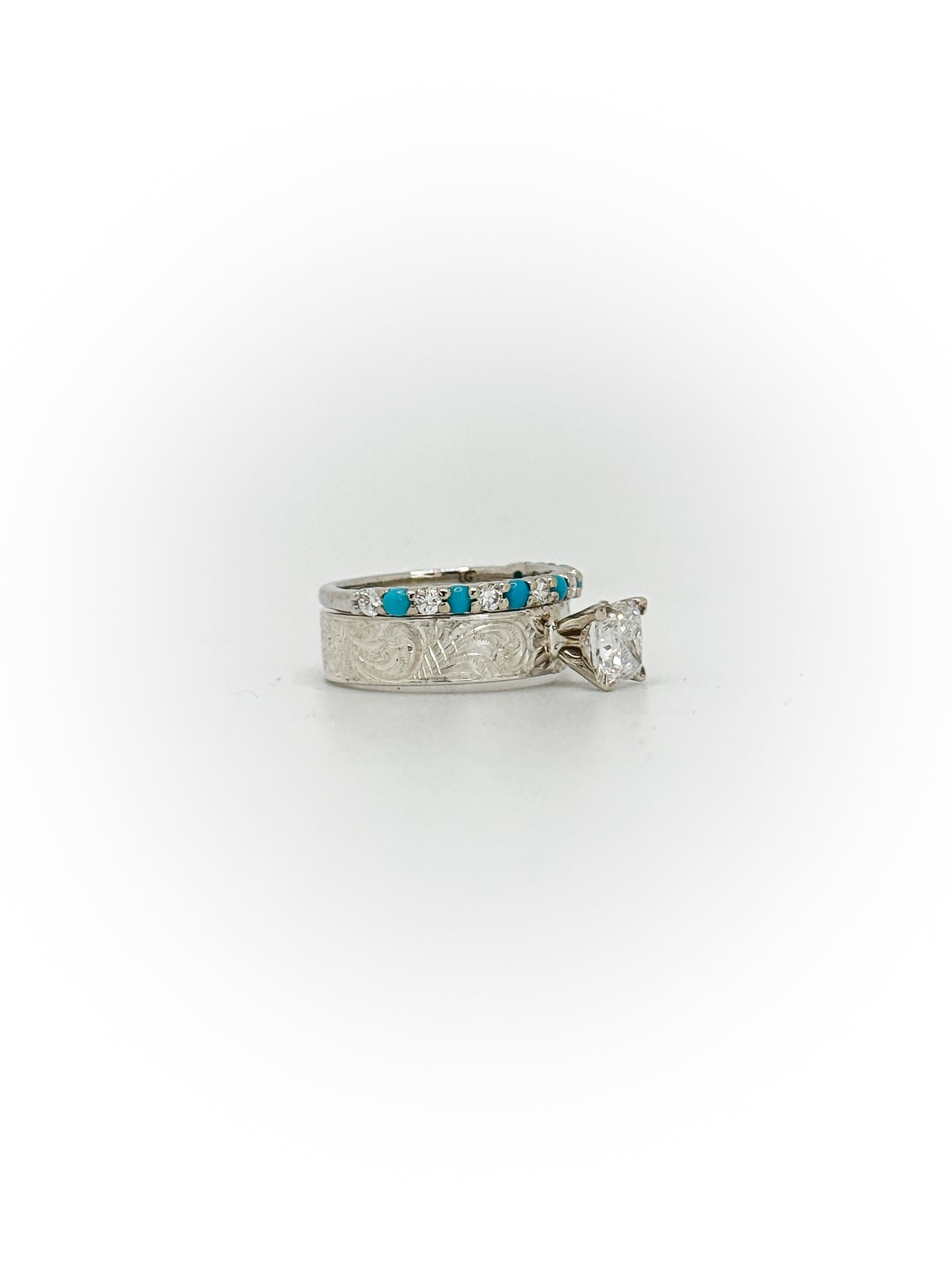 Diamond/Turquoise Wedding Band