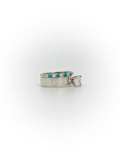 Diamond/Turquoise Wedding Band