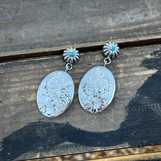 Bright Cut Engraved Dangle Earrings