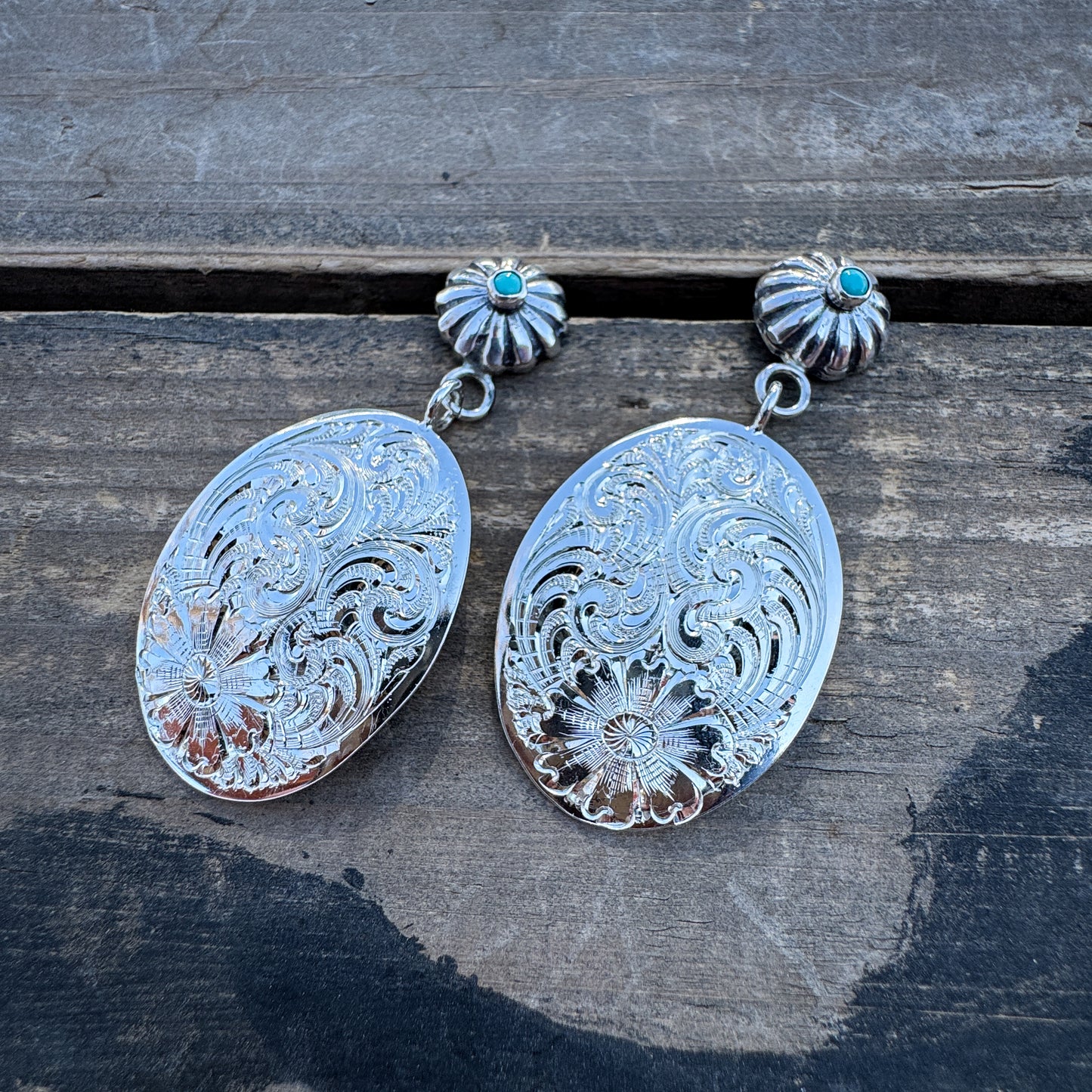Bright Cut Engraved Dangle Earrings