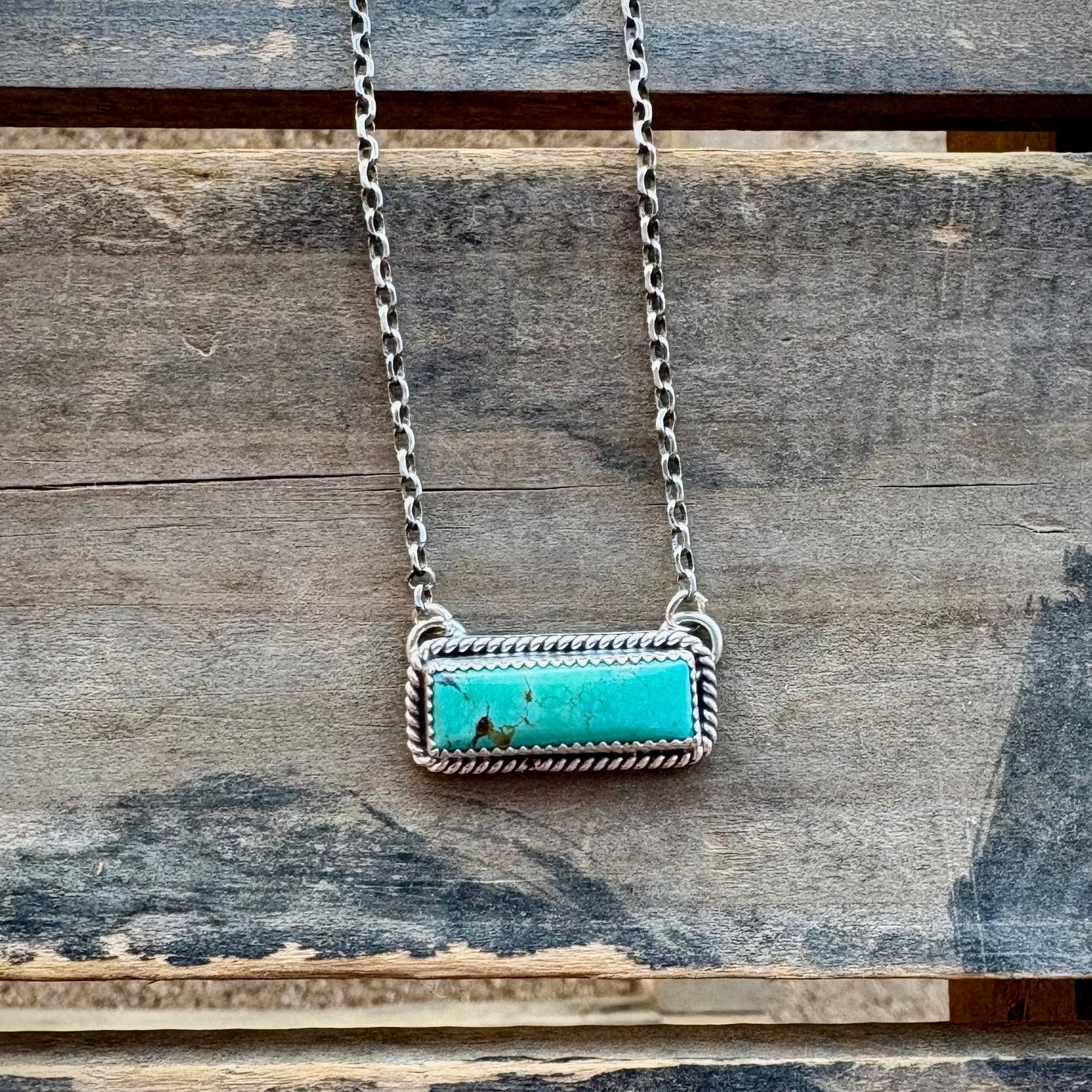 Kingman Turquoise Bar Necklace