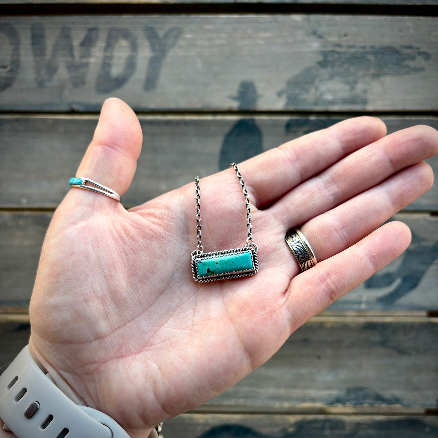 Kingman Turquoise Bar Necklace