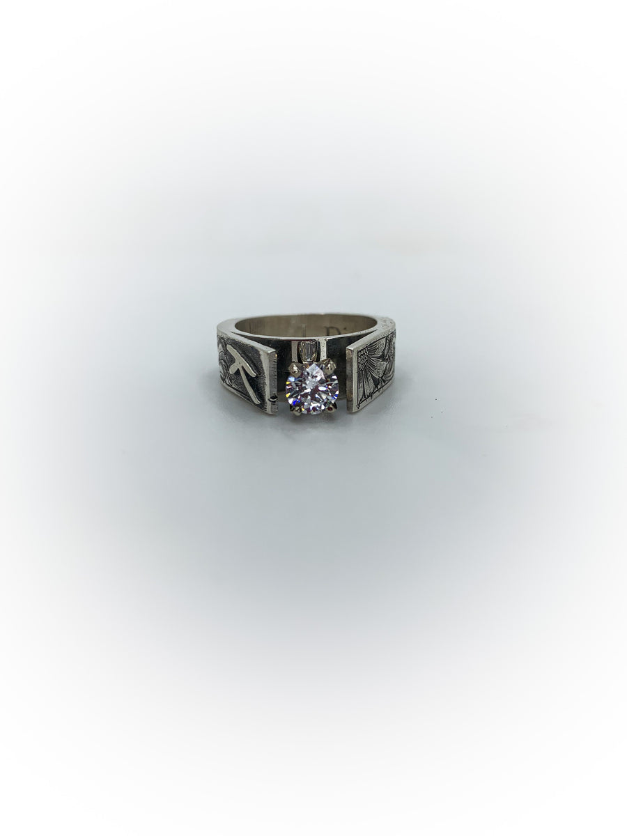 Cathedral Engraved Engagement Ring (Custom Order Spot)