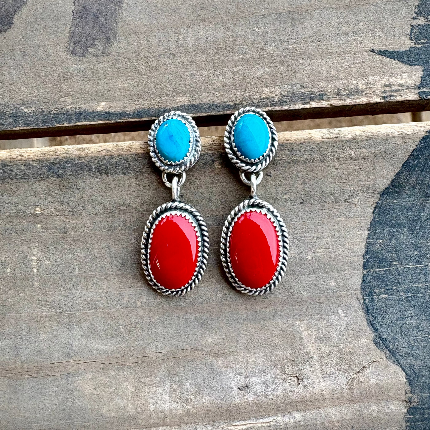 Turquoise & Rosarita Dangle Earrings