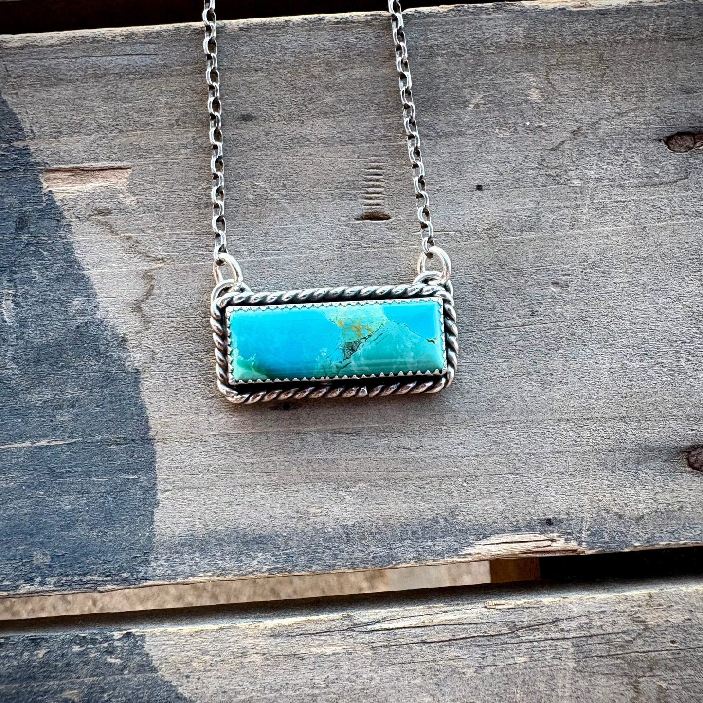 Kingman Turquoise Bar Necklace
