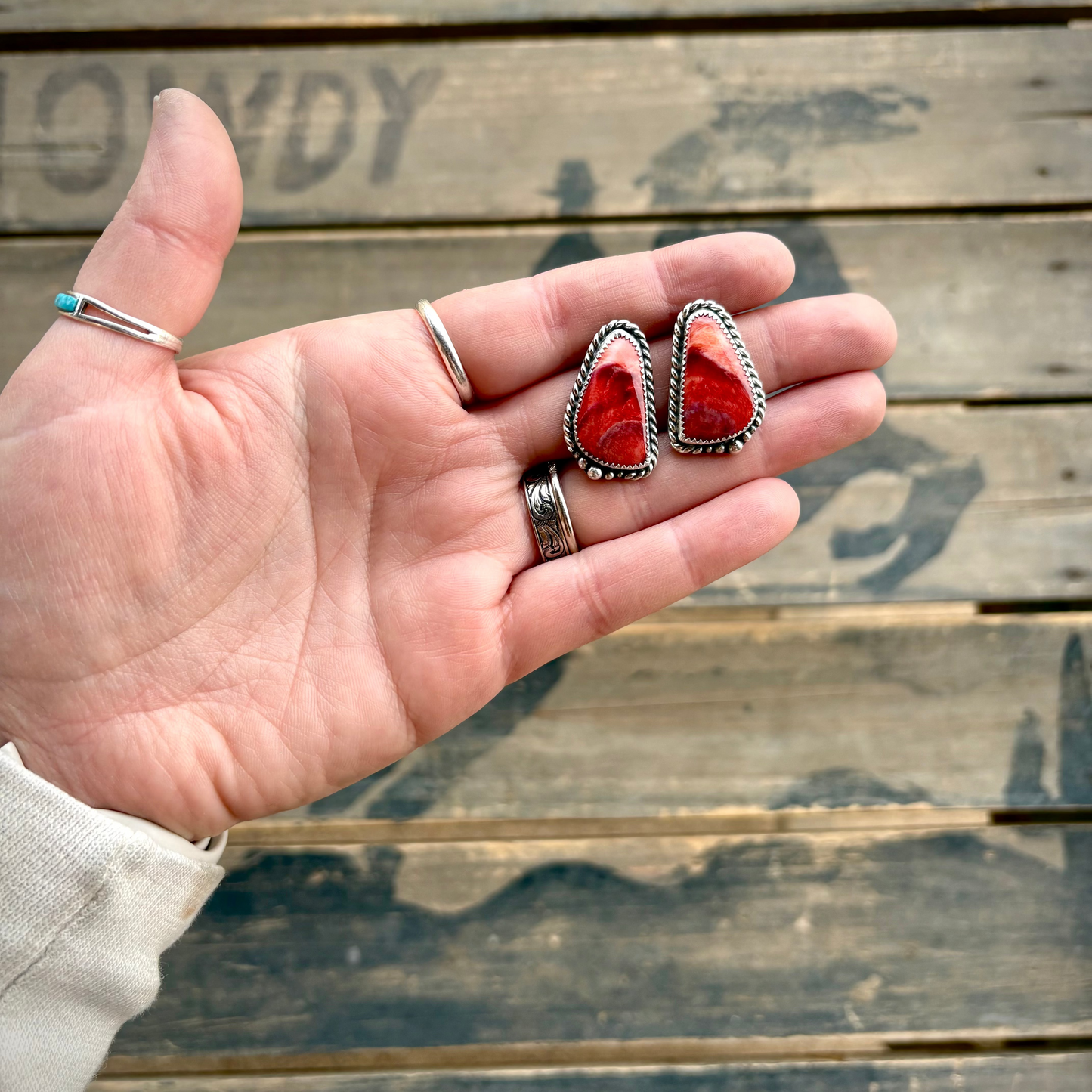 Red Spiney Oyster Earrings