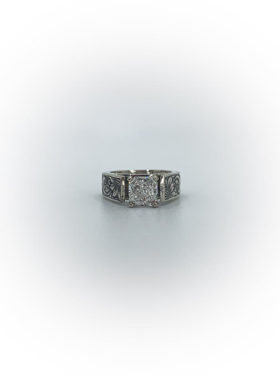 Cathedral Engraved Engagement Ring (Custom Order Spot)