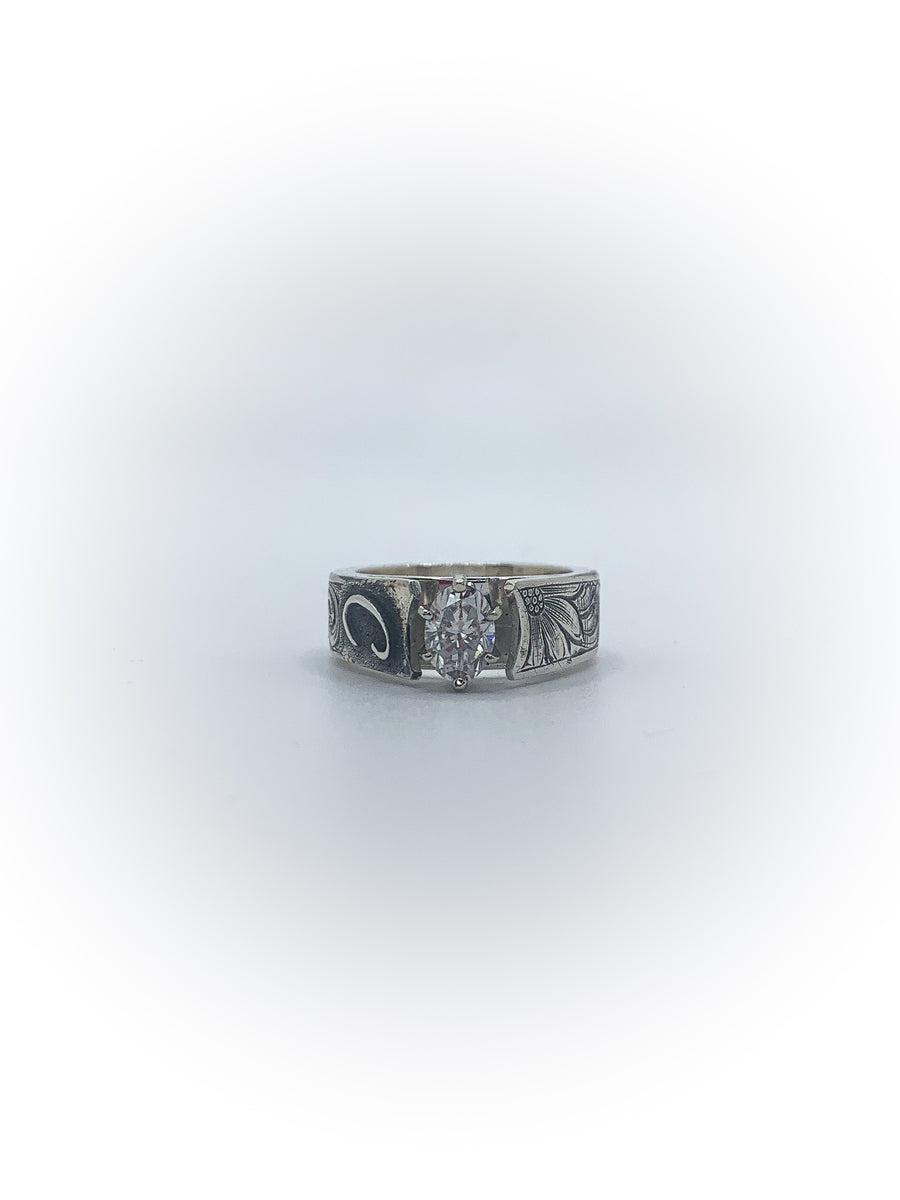 Cathedral Engraved Engagement Ring (Custom Order Spot)