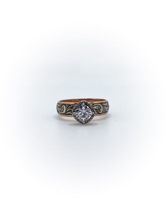 Size 10 Two-Tone Halo Engagement Ring