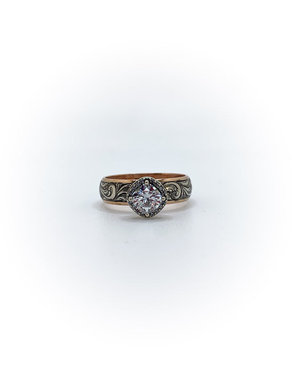 Size 10 Two-Tone Halo Engagement Ring