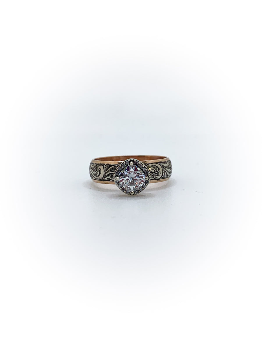 Size 10 Two-Tone Halo Engagement Ring