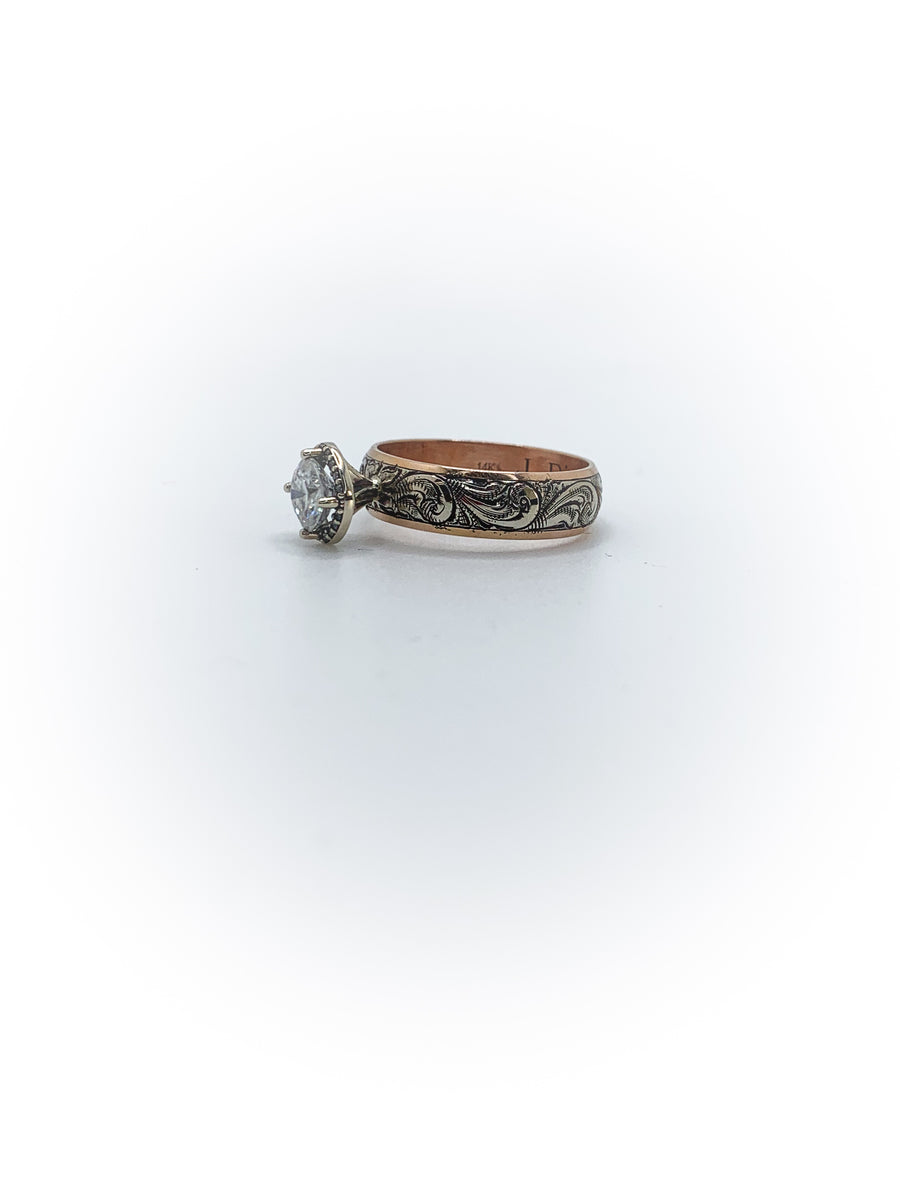 Size 10 Two-Tone Halo Engagement Ring