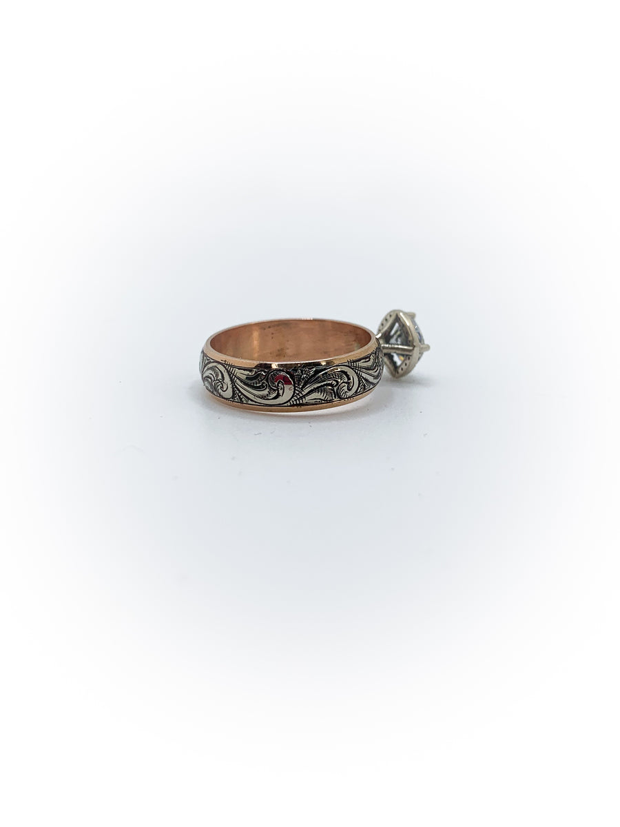 Size 10 Two-Tone Halo Engagement Ring