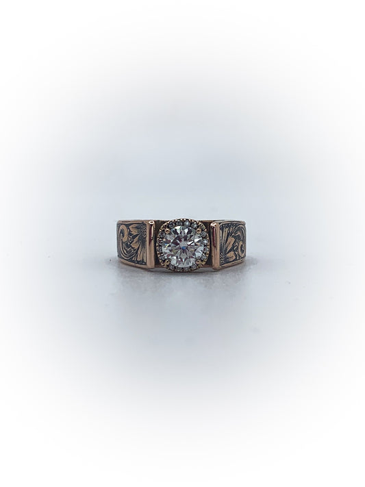 Cathedral Engraved Engagement Ring (Custom Order Spot)