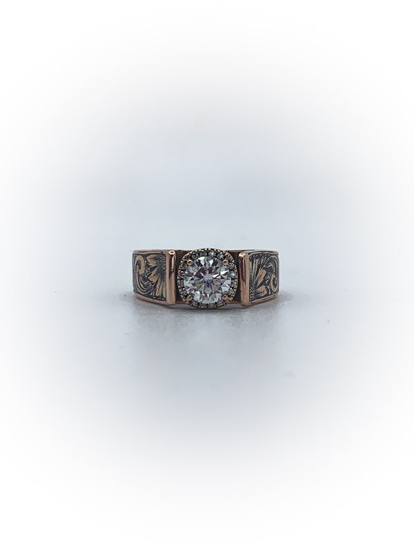 Cathedral Engraved Engagement Ring (Custom Order Spot)