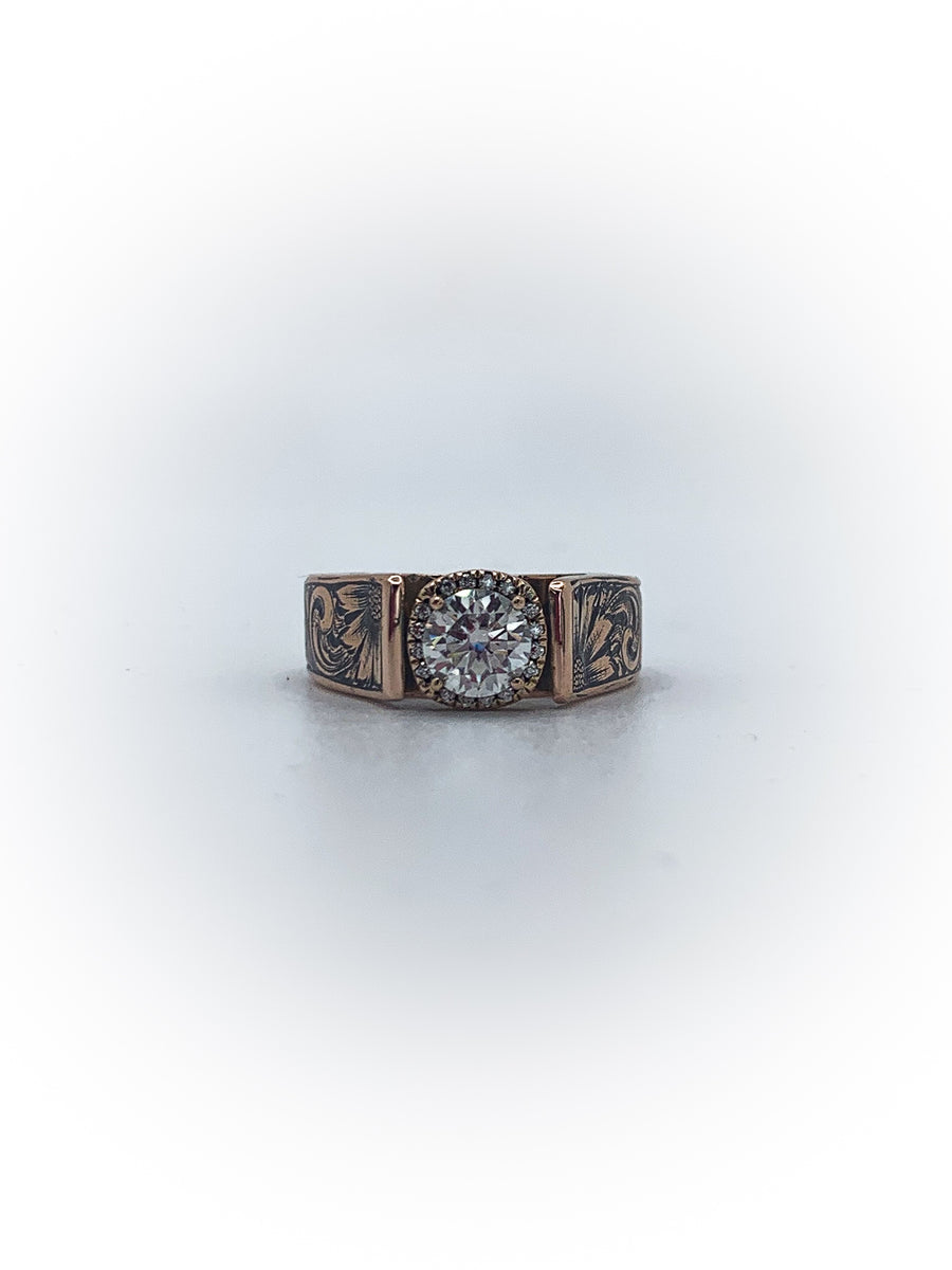 Cathedral Engraved Engagement Ring (Custom Order Spot)
