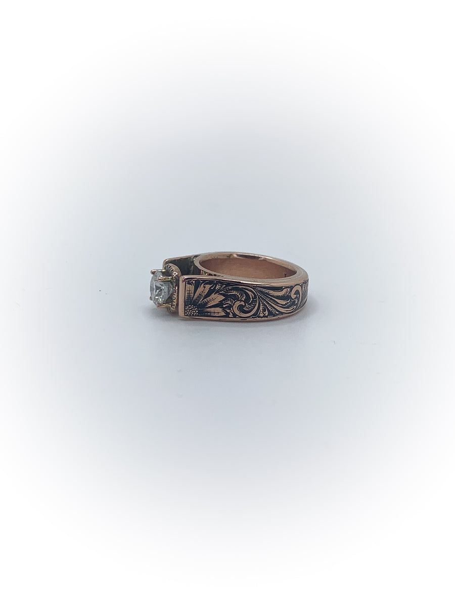 Cathedral Engraved Engagement Ring (Custom Order Spot)