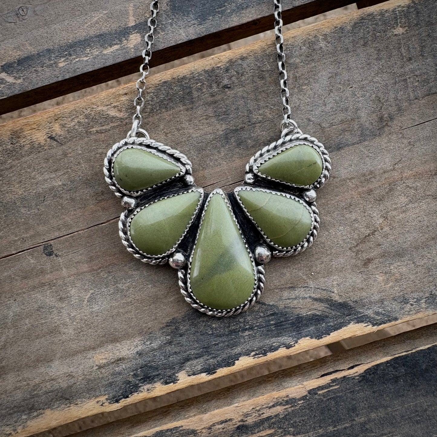 Green Jasper Cluster Necklace