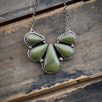 Green Jasper Cluster Necklace