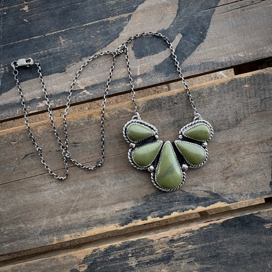 Green Jasper Cluster Necklace