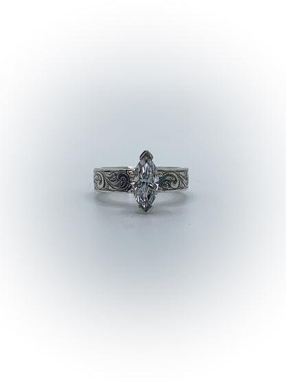 Engraved Solitaire Engagement Ring (Custom Order Spot)